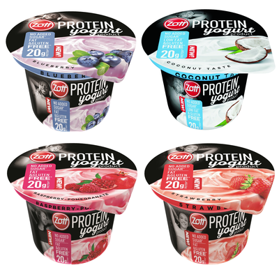 Zott Protein Jogurt Mix příchutí (Jahoda, Borůvka, Malina-Granátové jablko, Kokos), 1ks