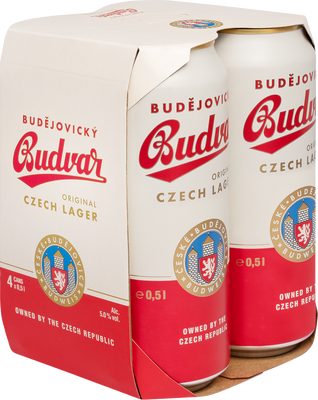 Budějovický Budvar Original, světlý ležák plech 4x500ml
