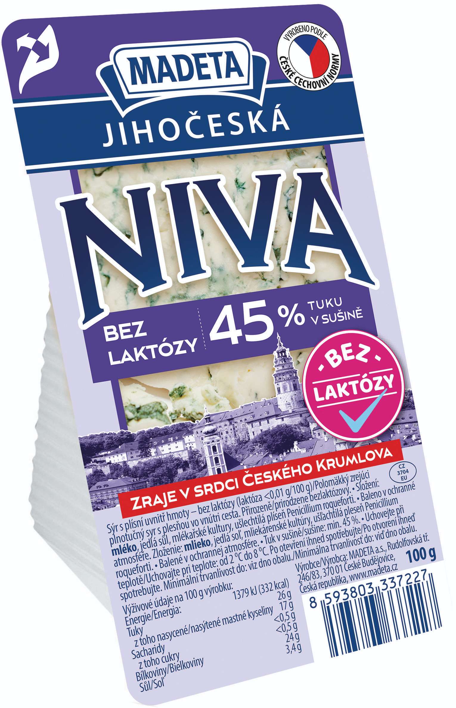 Madeta Jihočeská Niva 45% bez laktózy 100g