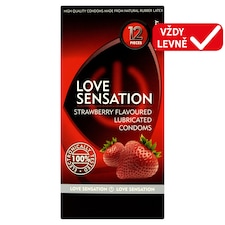 Love Sensation Kondomy s rezervoárem s jahodovou vůní hladké 12 ks