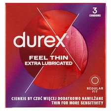 Durex Feel Thin Extra Lubricated Regular Fit kondomy 3 ks