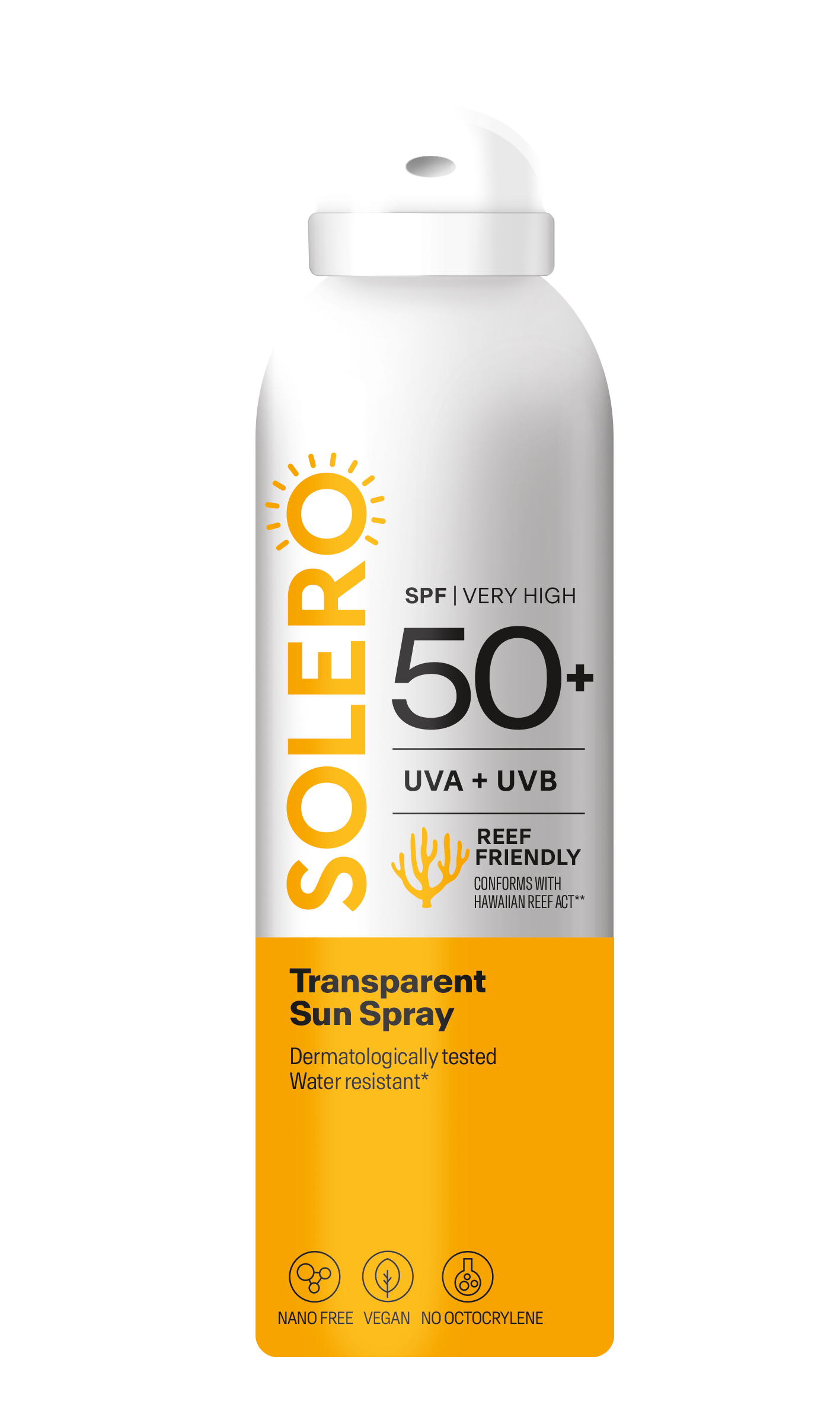 SOLERO Transparentní sprej na opal. SPF50+ 200ml