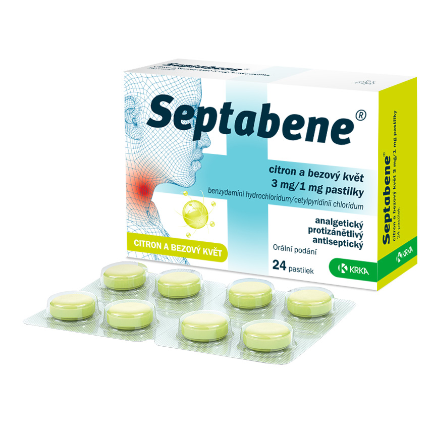 SEPTABENE CITRON A BEZOVÝ KVĚT 3MG/1MG pastilka 24