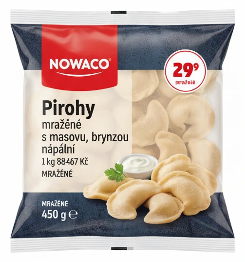Pirohy mražené s masovou, brynzovou náplní