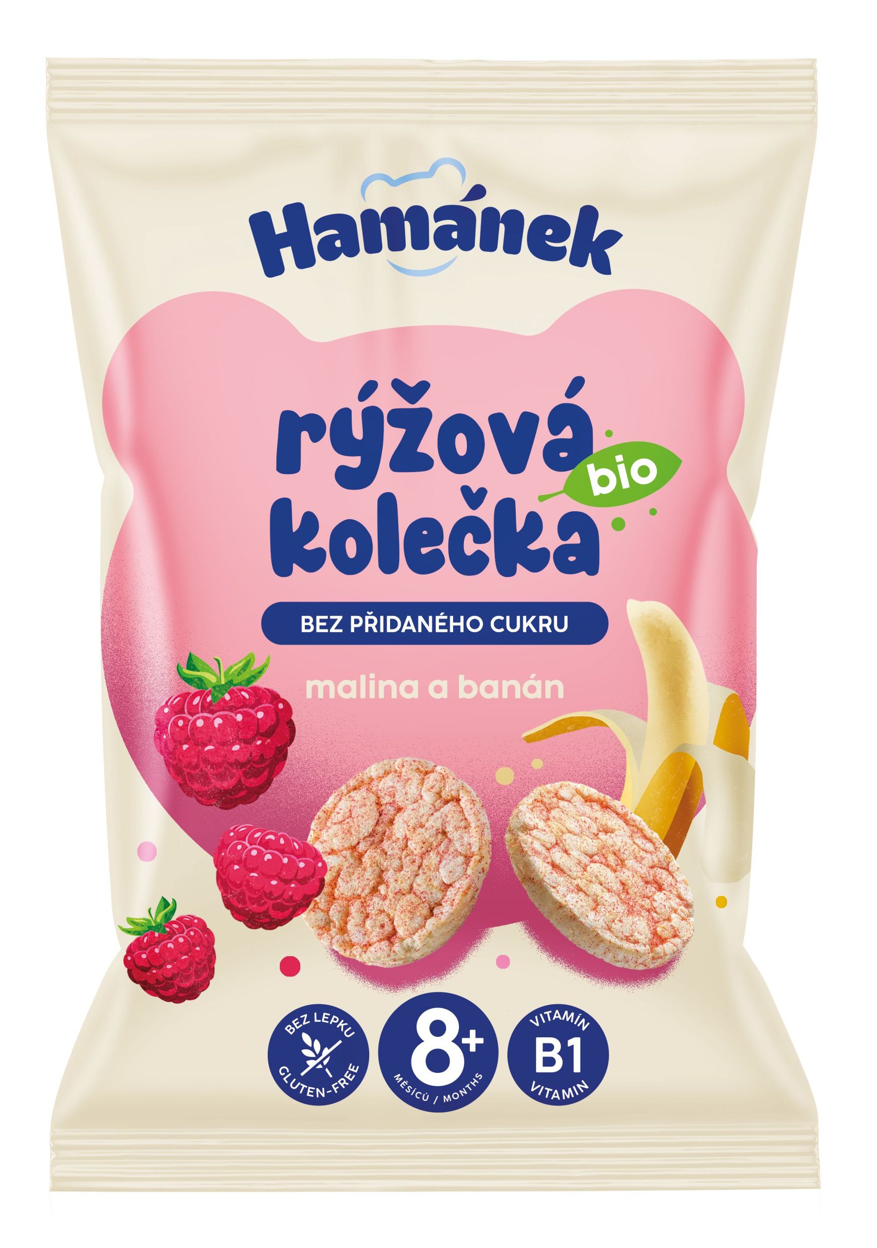 Hamánek Rýžová kolečka BIO Malina&Banán 8m+ 35g