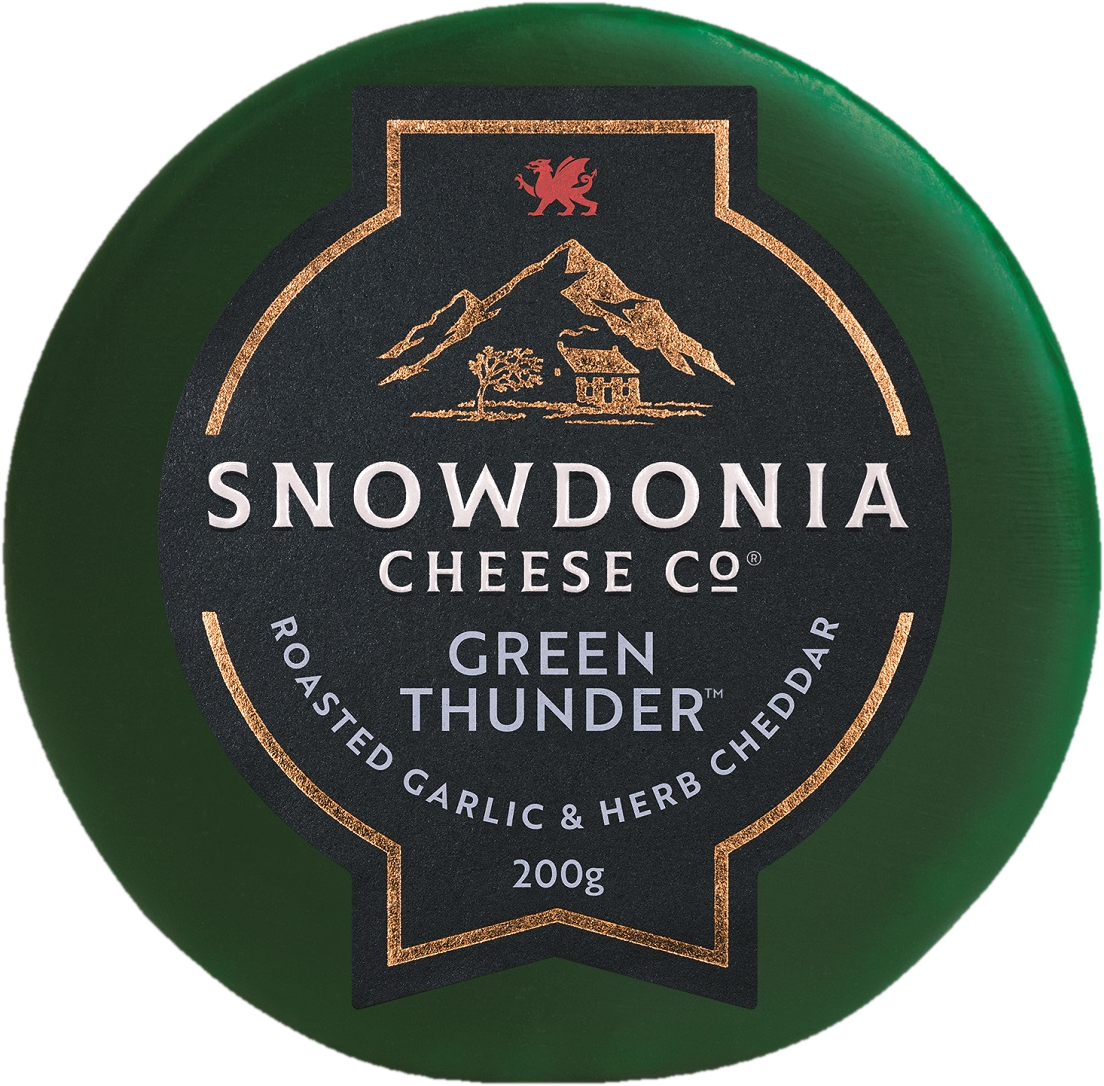 Snowdonia Cheddar Green Thunder sýr s pečeným česnekem a bylinkami