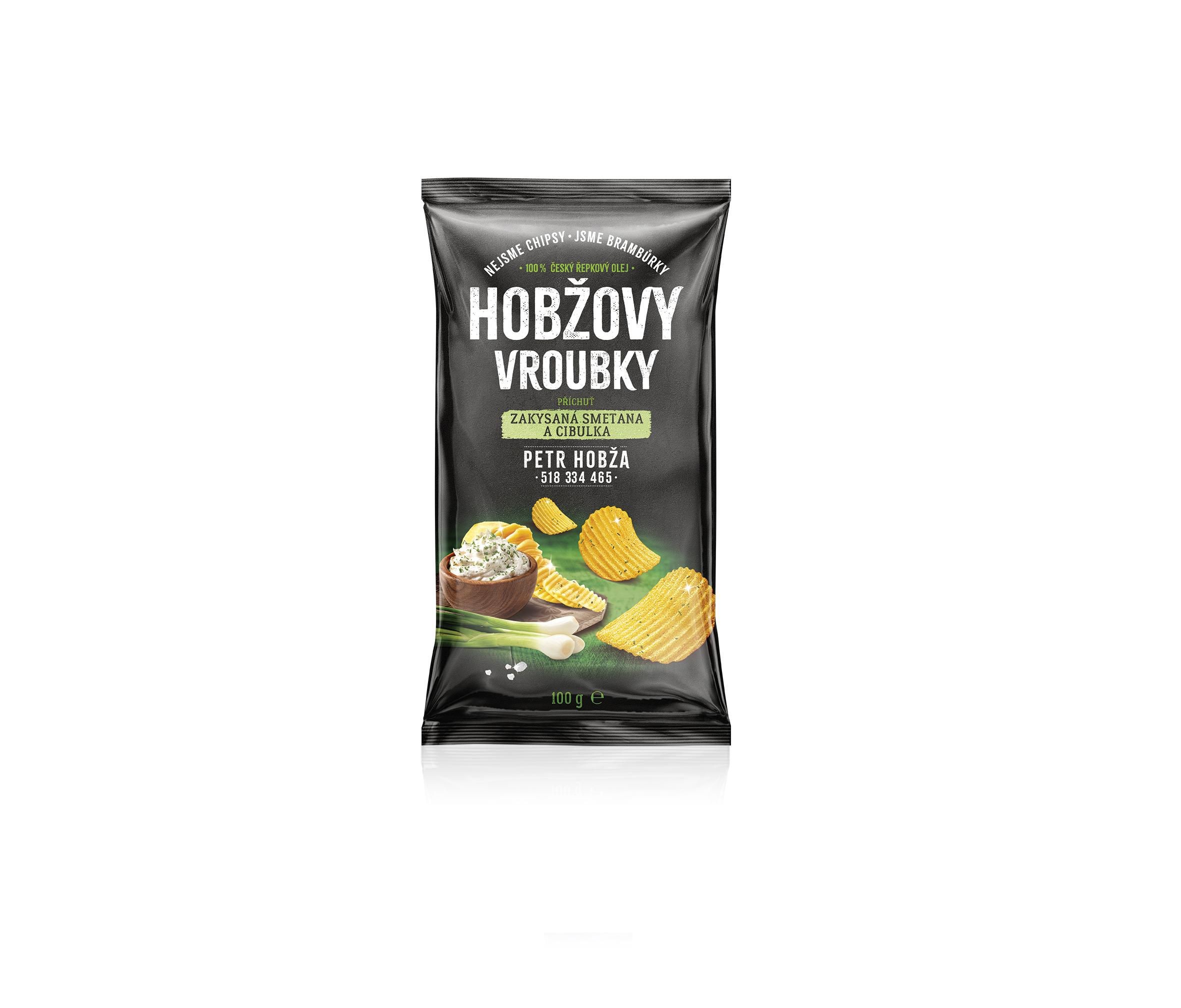 Hobžovy Vroubky zakysaná smetana a cibulka 100g