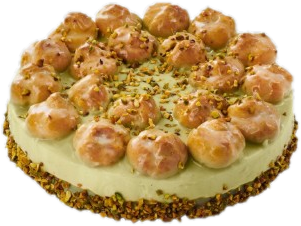 Dortie's Profiteroles pistachio cake