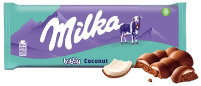 Milka čokoláda Bubbly mléčná s příchutí kokosu