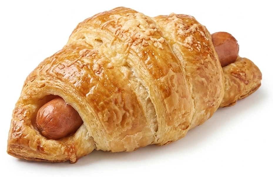 Croissant s krůtím párkem