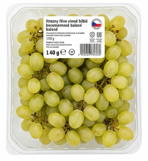 Hrozny révy vinné bílé bezsemenné balené