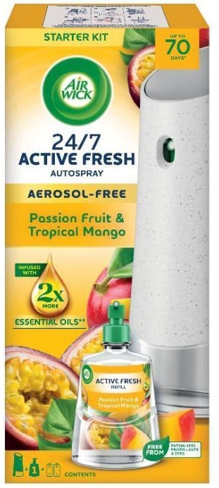 Air Wick Active Fresh automatický difuzér a náplň maracuja a tropické mango
