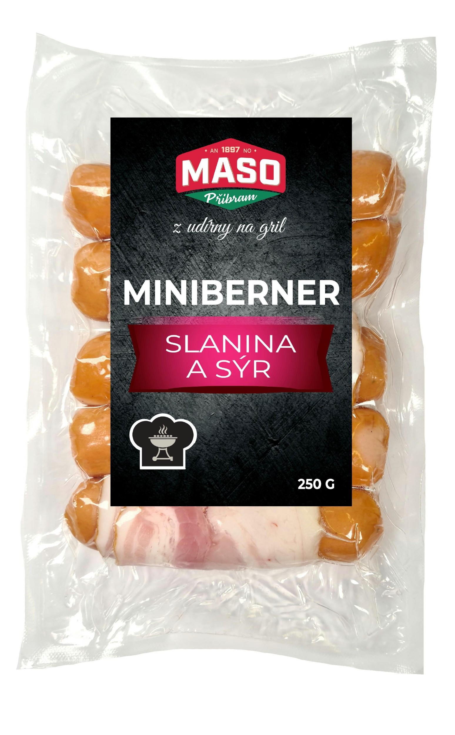 Uzeniny Příbram Mini Berner se sýrem a slaninou 250g