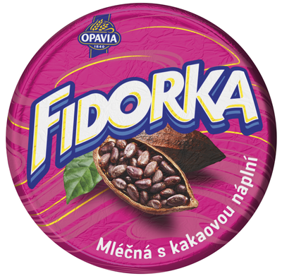 Opavia Fidorka Mléčná s kakaovou náplní růžová