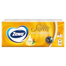 Zewa Softis Soft & Sensitive papírové kapesníčky 4 vrstvé 10 x 9 ks