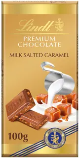 Lindt Čokoláda Gold Tablet Premium Mléčná s kousky slaného karamelu