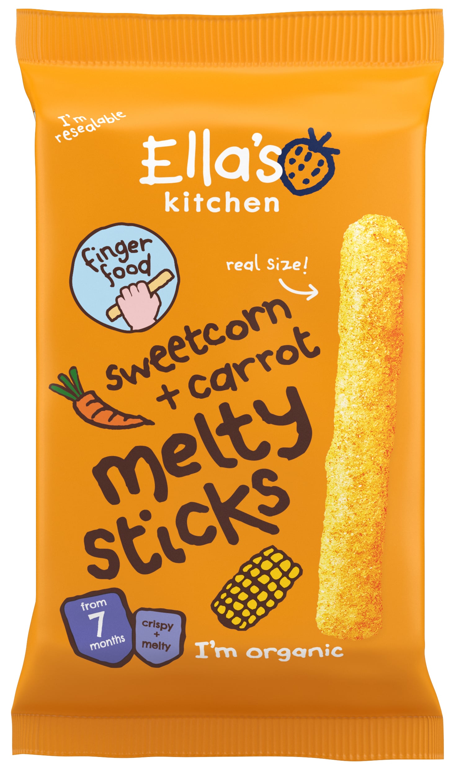 Ella's Kitchen BIO Křupavé tyčky s kukuřicí a mrkví