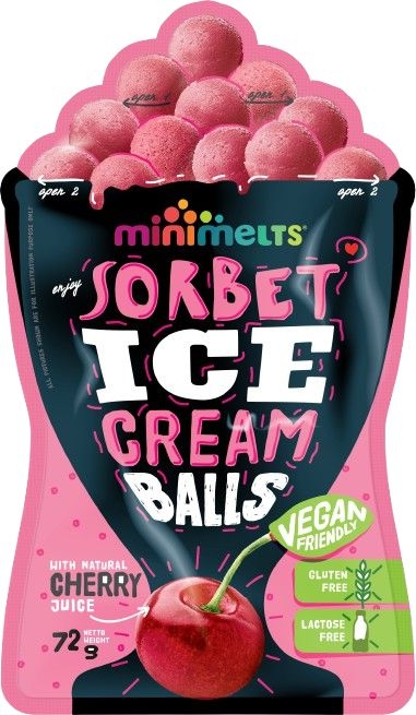 Kuličková zmrzlina Mini Melts BIG s příchutí Višně