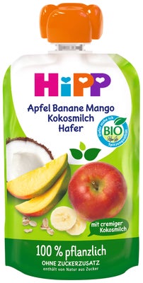 HiPP BIO 100% rostlinné (jablko, banán, mango, kokos, oves)