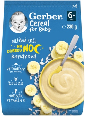 Gerber Cereal mléčná kaše banánová Dobrou noc