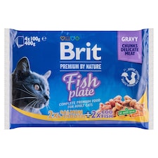 Brit Premium by Nature Fish Plate kompletní prémiové mokré krmivo pro dospělé kočky 4 x 100g (400g)