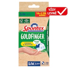 Spontex Goldfinger jednorázové rukavice z přírodního latexu S/M 7-7 1/2 12 ks