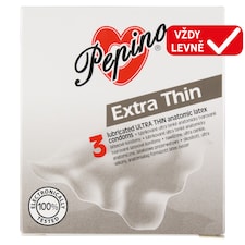 Pepino Extra Thin lubrikované ultra tenké anatomicky tvarované latexové kondomy 3 ks