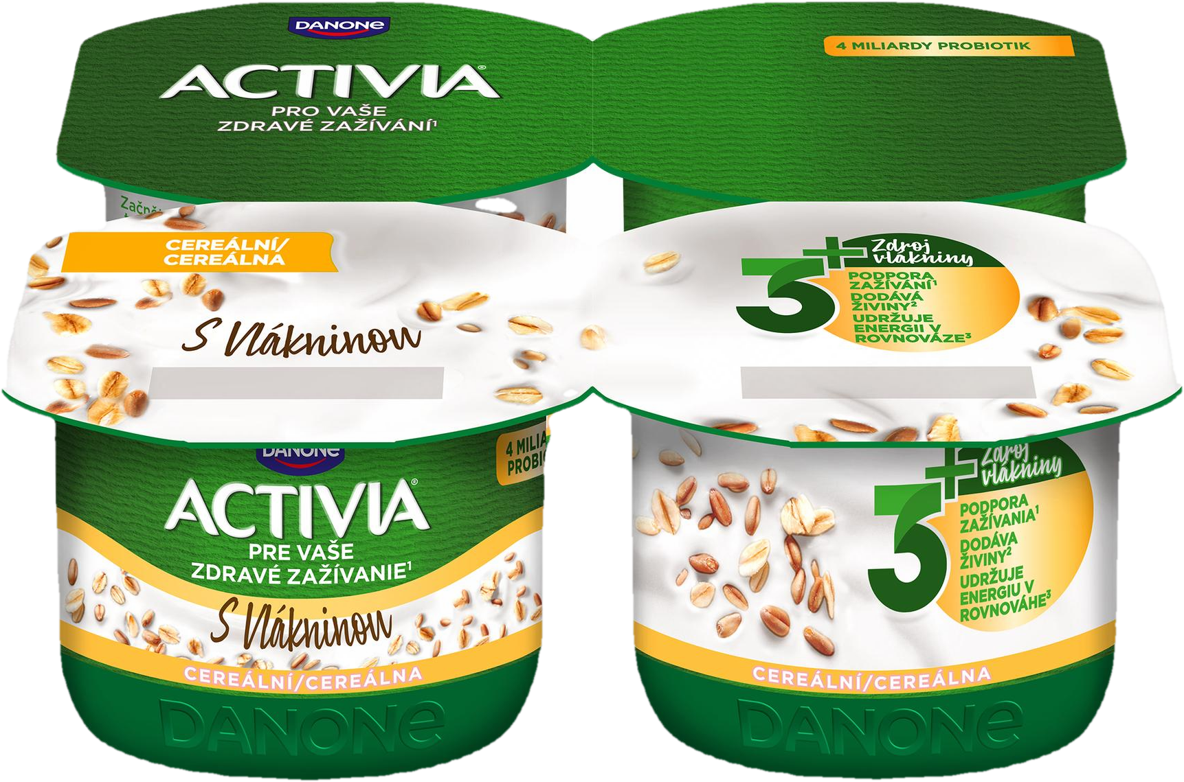 Activia Probiotický jogurt multicereálie 4×120 g