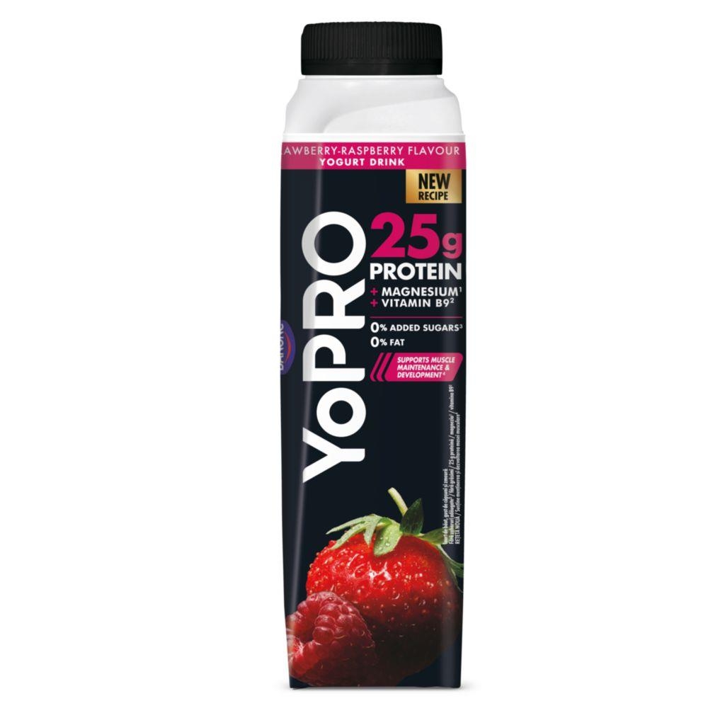 YoPRO jogurtový nápoj s příchutí jahoda-malina 300g