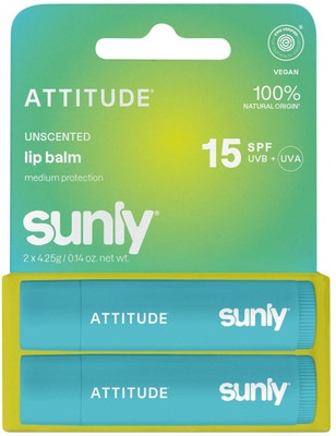 Attitude Minerální balzám na rty Sunly SPF 15 bez vůně  - duopack (2x 4,25 g)