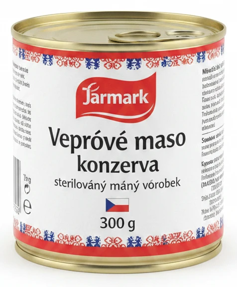 Vepřová konzerva sterilovaný masný výrobek
