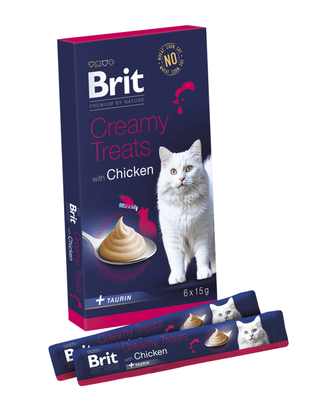 Brit Premium by Nature krémové odměny pro kočky s kuřecím 6×15 g