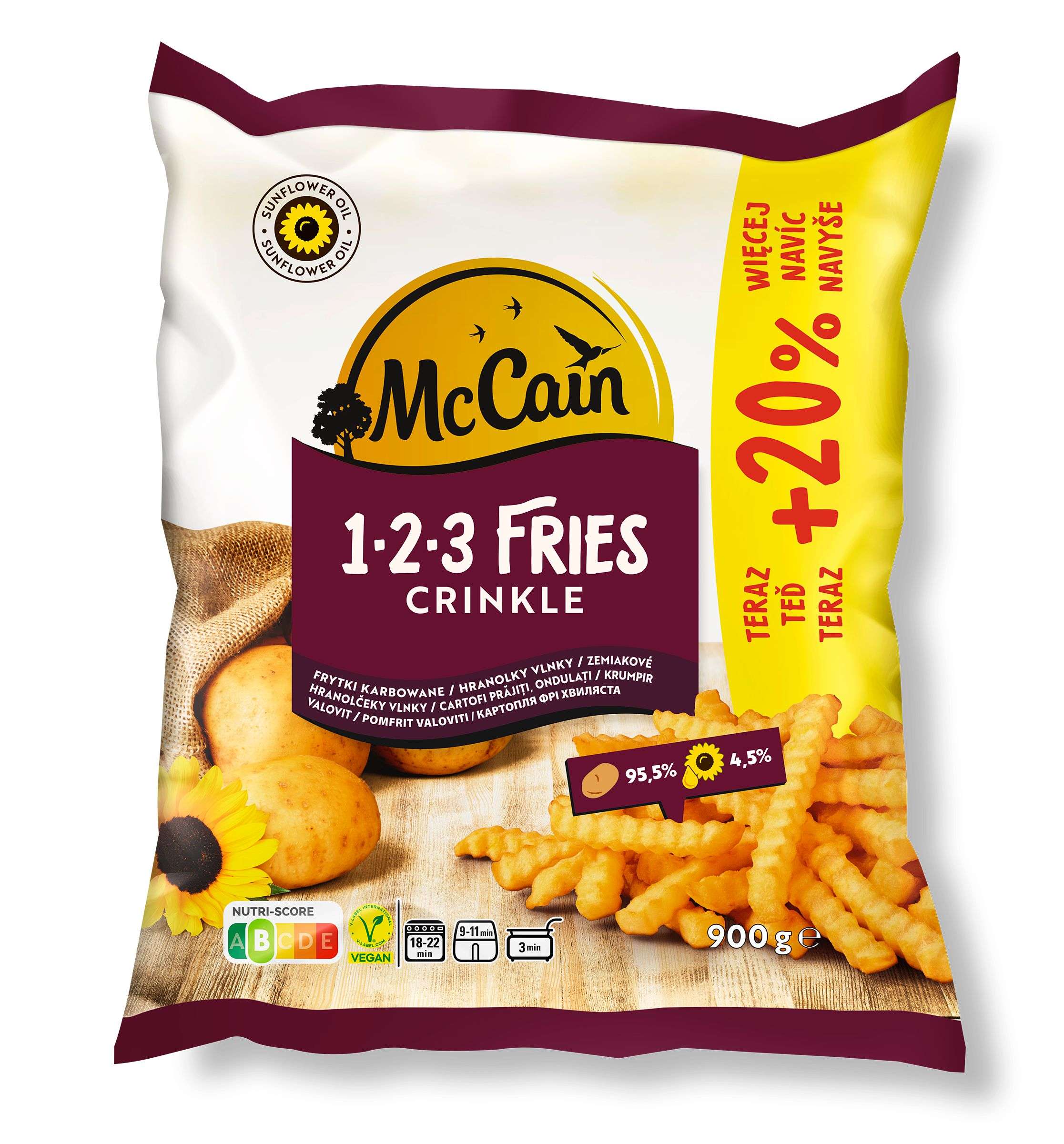123 Fries Crinkle 750g mražené +20% gratis 900g