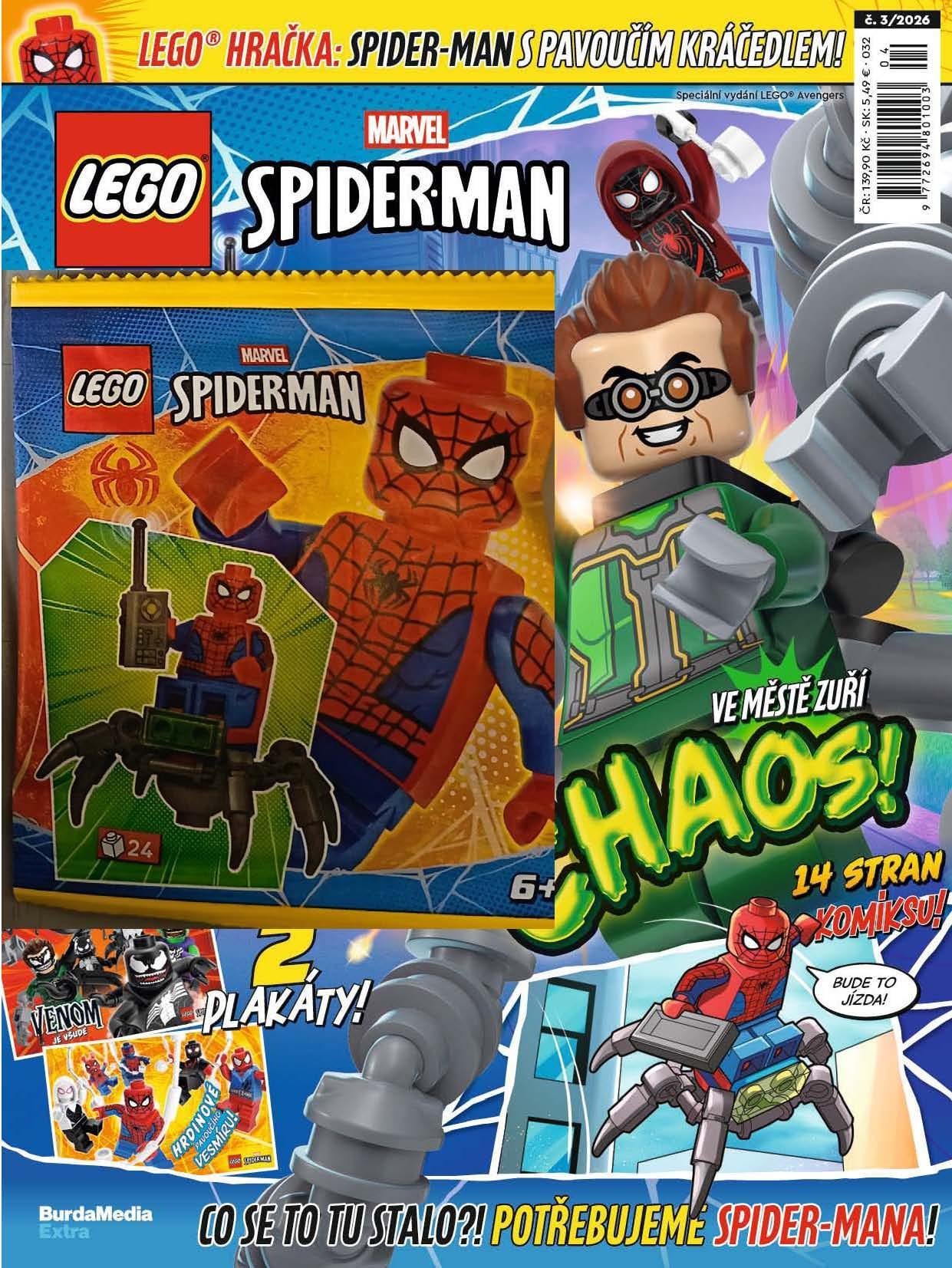 LEGO MARVEL č. 3/26 + figurka Spider Man s kráčedlem