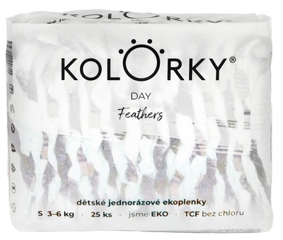 Kolorky Day Jednorázové eko plenky peří S (3-6 kg)