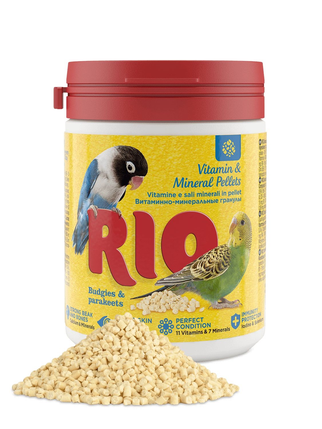 RIO vitaminové a minerální pelety pro andulky a střední papoušky 120 g