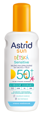 Astrid SUN Dětské mléko na opalování Sensitive sprej SPF 50+