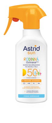 Astrid  SUN Rodinné mléko na opalování sprej SPF 50
