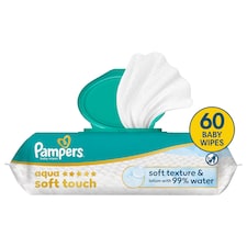 Pampers Aqua Soft Touch Baby Dětské Čisticí Ubrousky, 1 Balení 60 Ubrousků Čisticích Ubrousků