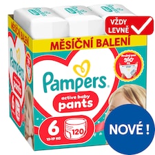 Pampers Active Baby Plenkové Kalhotky, Velikost 6, 120 Kusů, 13kg-19kg
