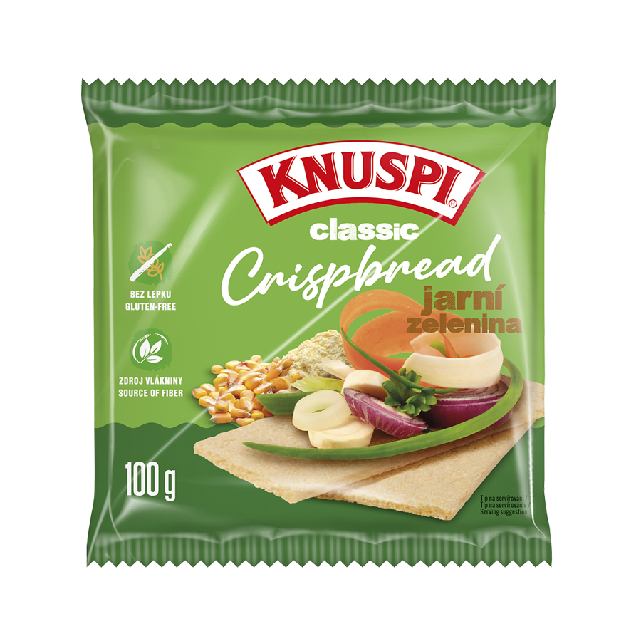 Knuspi Crispbread jarní zelenina křehký plátek