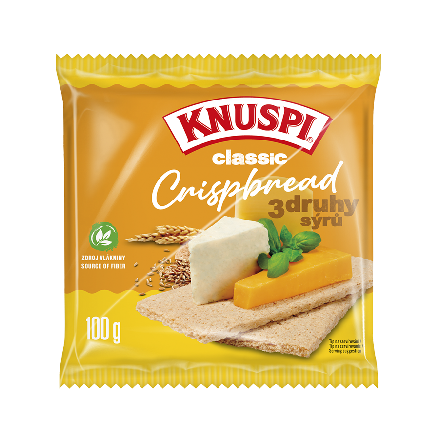 Knuspi Crispbread 3 druhy sýrů křehký plátek