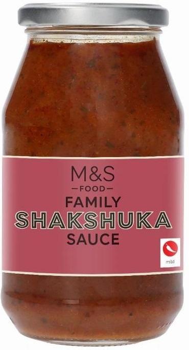 Marks & Spencer Rajčatová omáčka shakshuka s červenou paprikou, cibulí a kořením