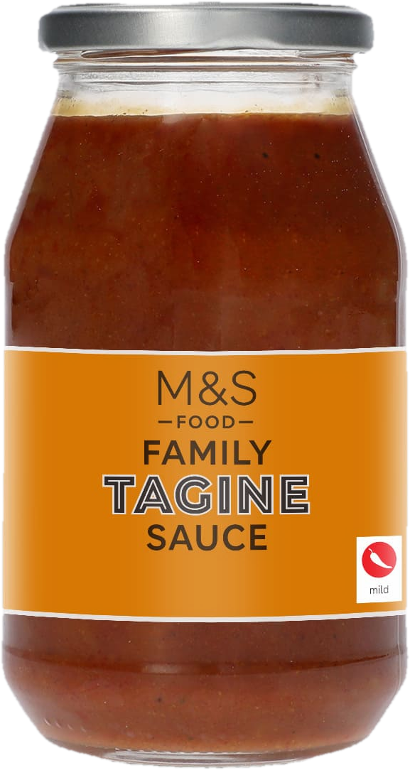 Marks & Spencer Rajčatová omáčka tagine s cibulí, červenou paprikou, meruňkami a kořením