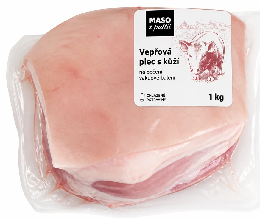 Vepřová plec s kůží, na pečení vakuové balení