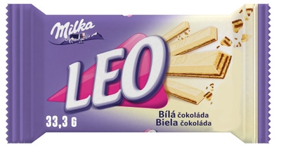 Milka tyčinka Leo s oplatkami v bílé čokoládě