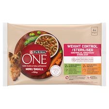 Purina ONE Mini Dog Weight Control kapsičky pro psy krůta, kuře ve šťávě 4 x 85g