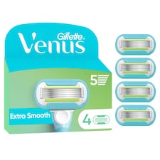 Gillette Venus Extra Dámské Holicí Hlavice Smooth, 4 Náhradní Holicí Hlavice