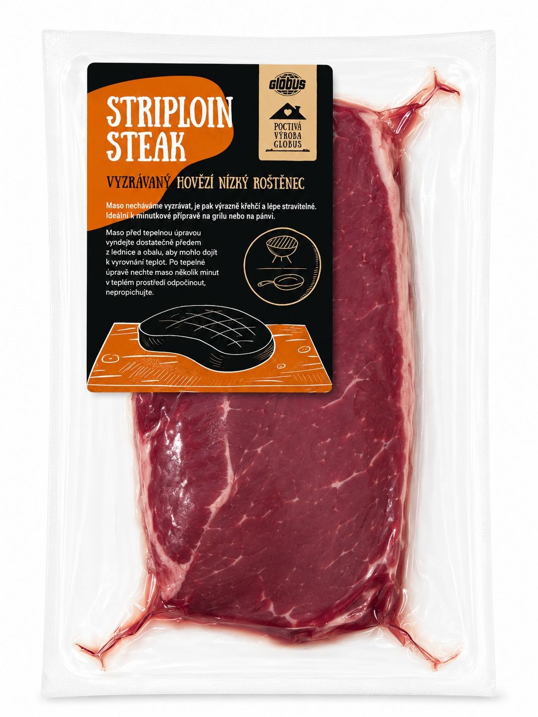 Vakuovaný STRIPLOIN STEAK, Hovězí nízký roštěnec vyzrávaný