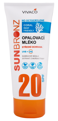 Vivaco Sun Bronz Opalovací mléko bez octocrylenu SPF 20, tuba